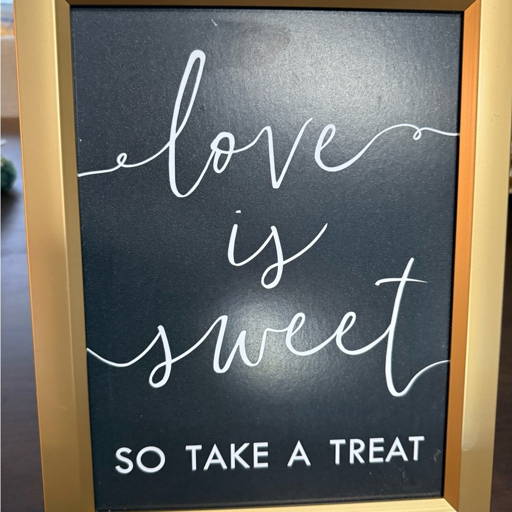 Gold Framed 'Love is Sweet' Sign